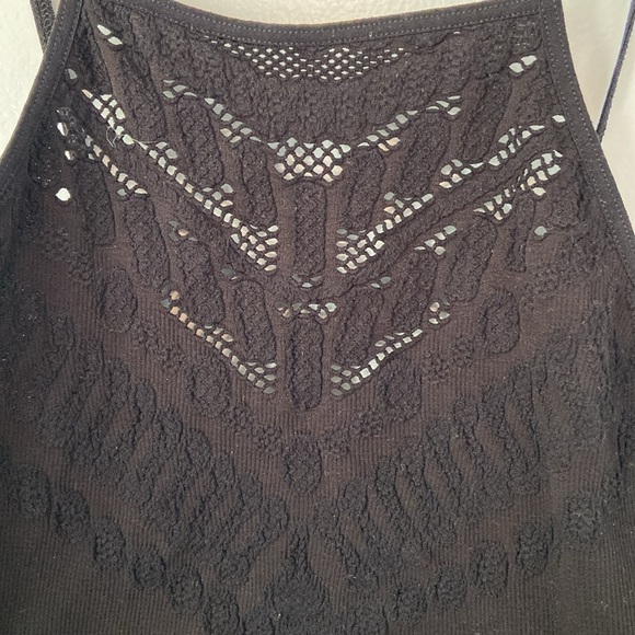 NWOT Free People Solstice Bodysuit Top Seamless High Neck Black Laser Cut Sz M - Picture 3 of 7